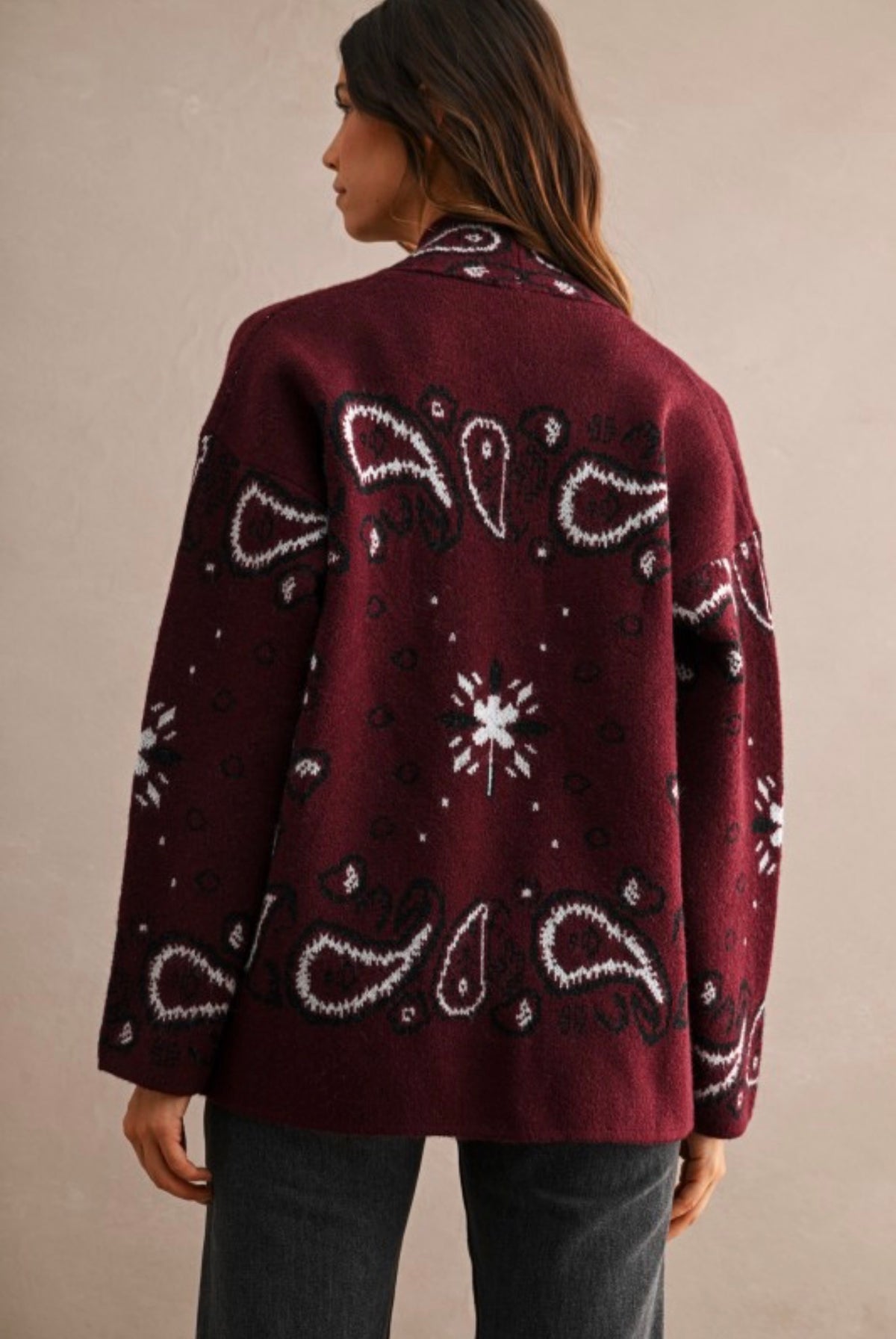 Burgundy Paisley Cardigan
