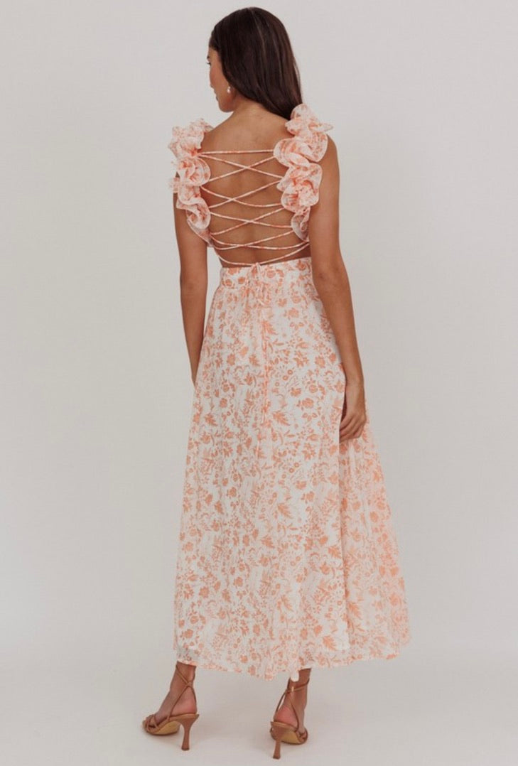 Ruffle Strap Floral Maxi Dress