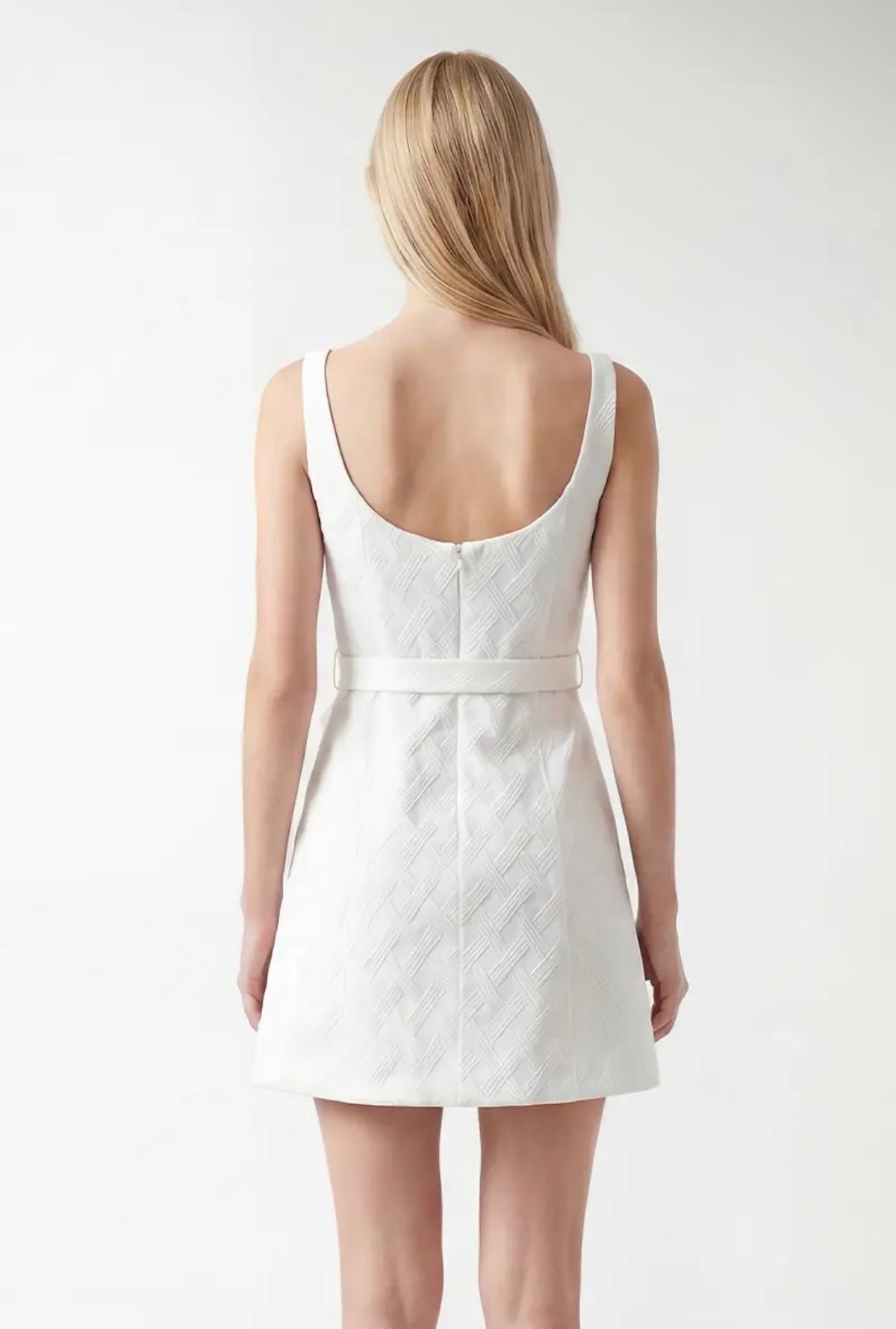 white textured jacquard mini
