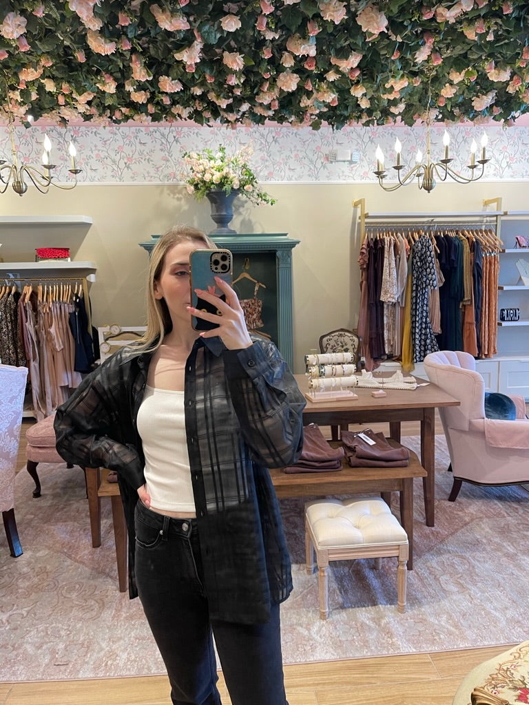 Black button down top