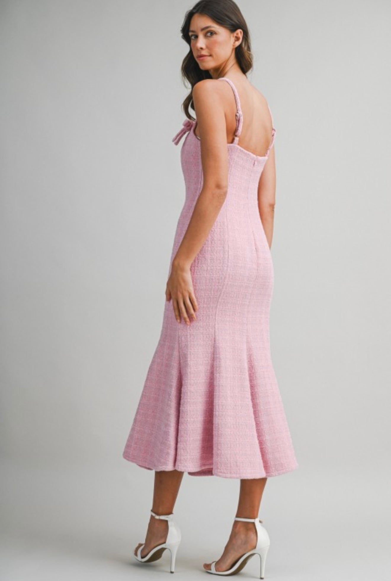 Pink tweed midi