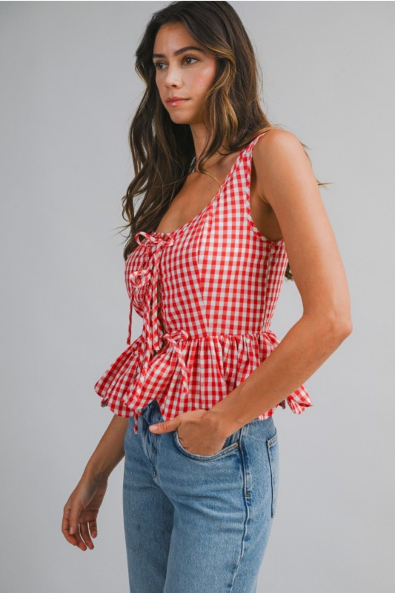 Red Gingham top
