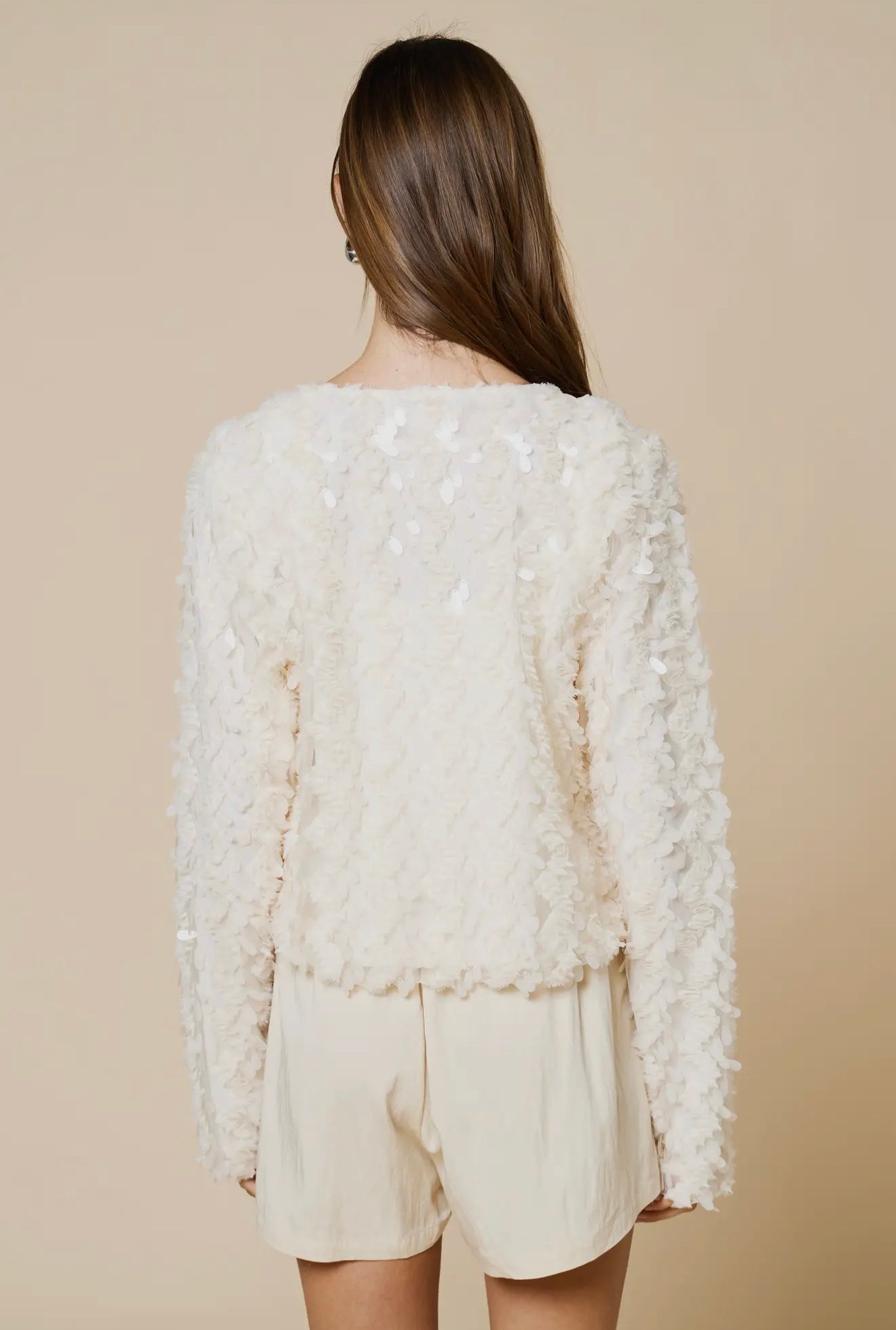 Cream sequin cardigan