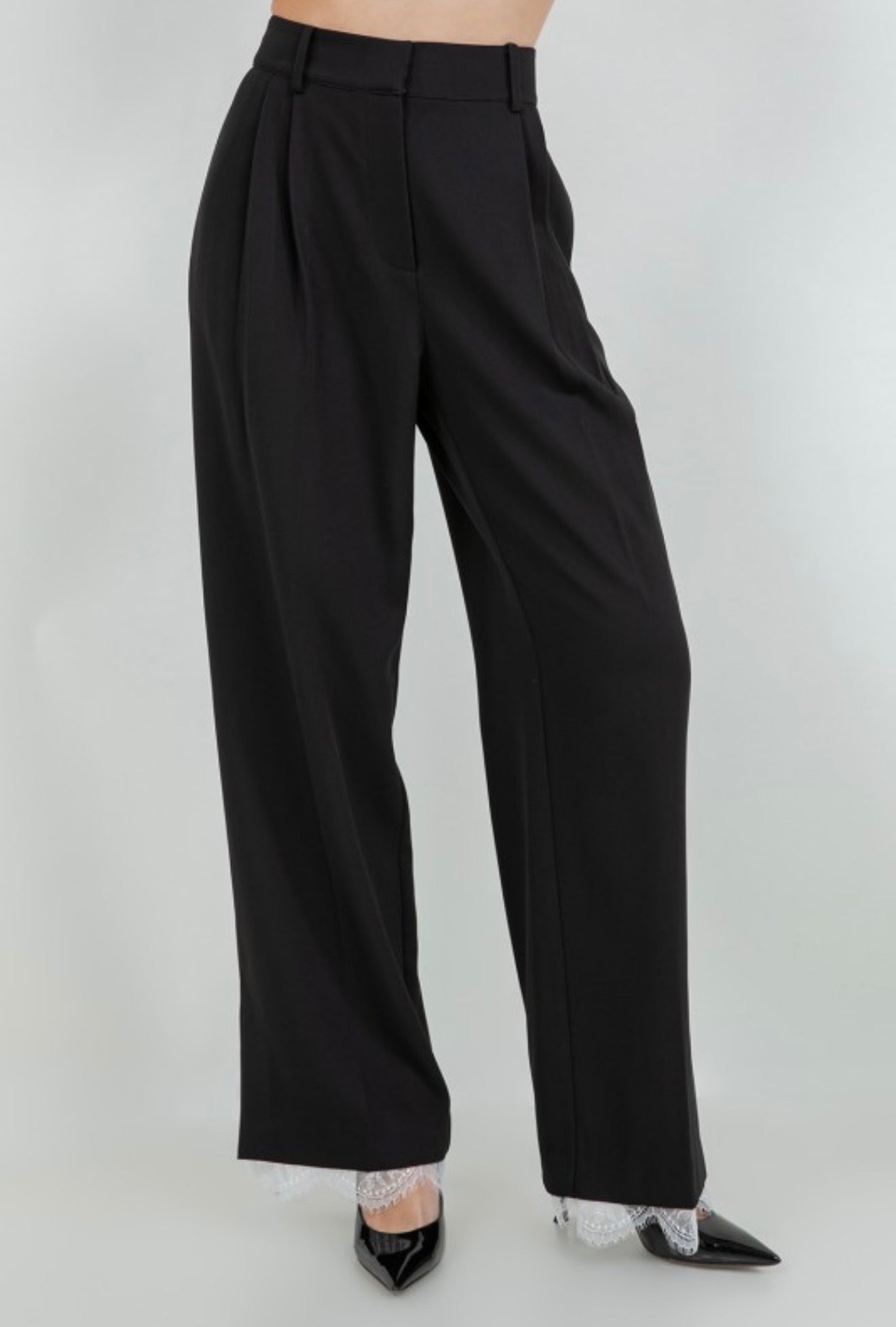 Black trouser with lace detail