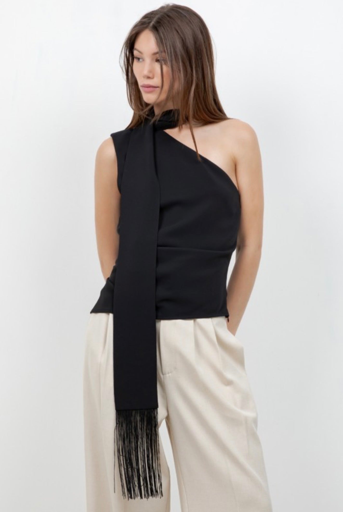 Black one shoulder top