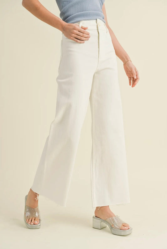 cream wide leg denim