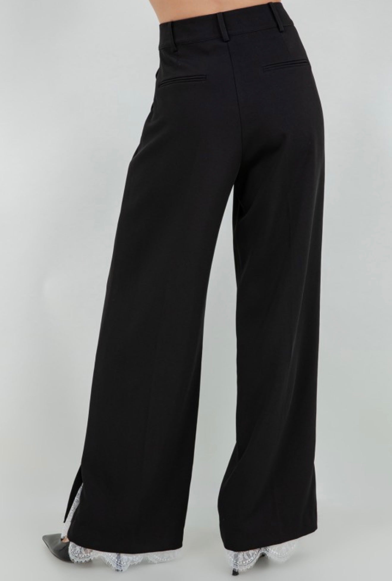 Black trouser with lace detail
