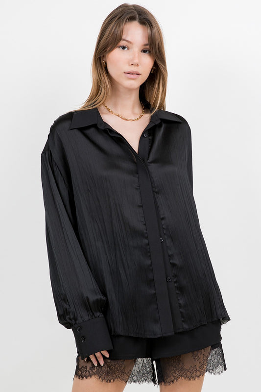 Black button down top