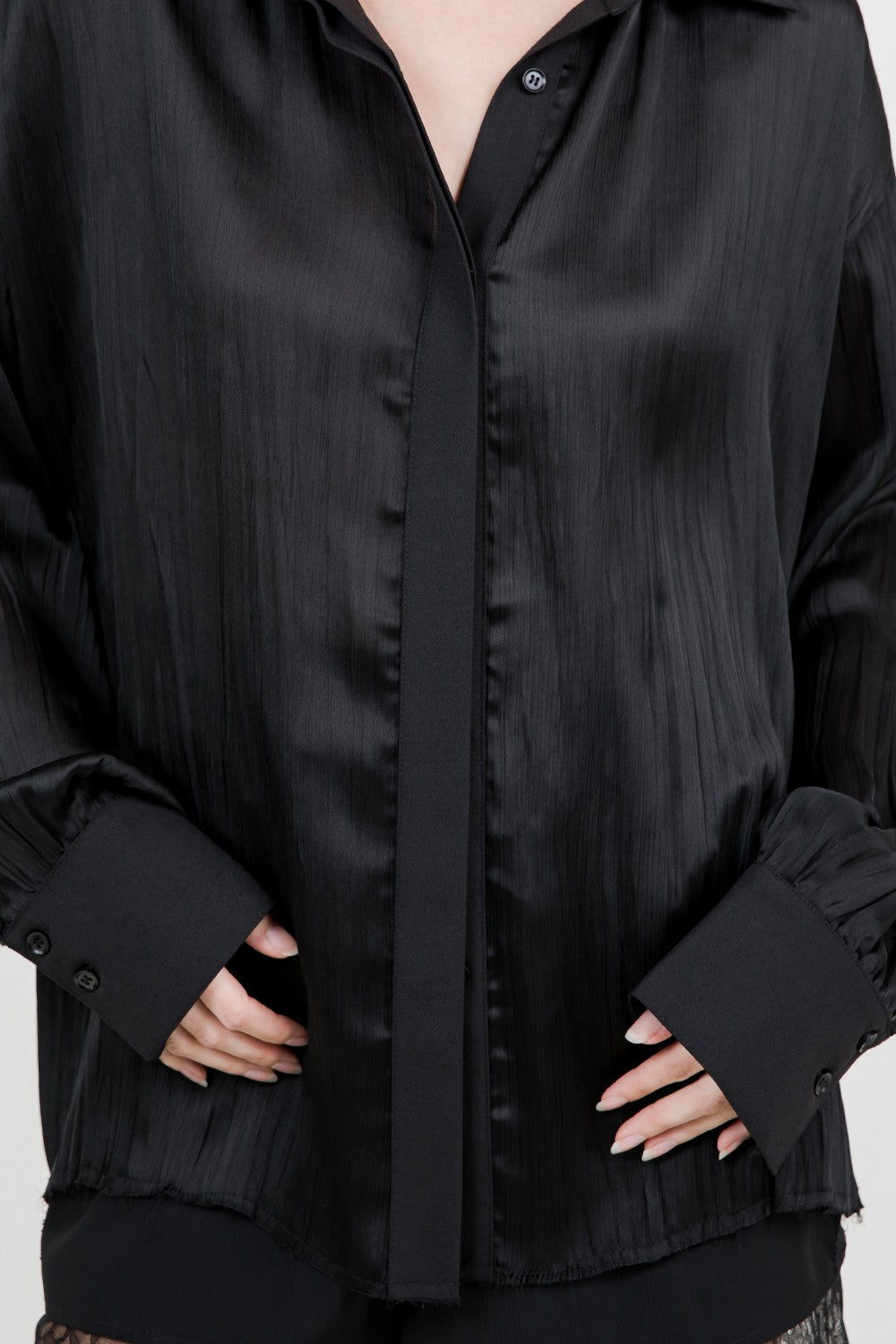 Black button down top