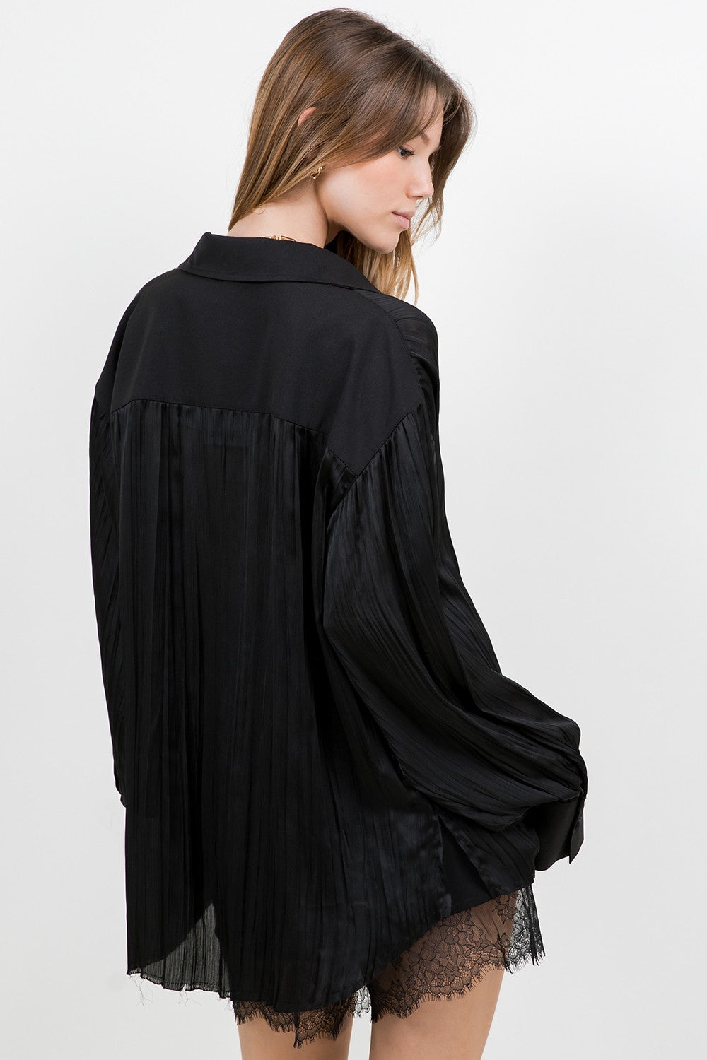 Black button down top