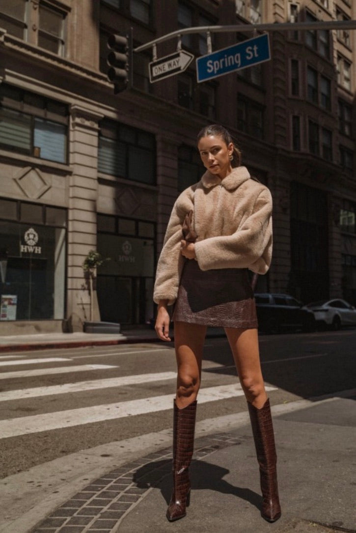 Croc Faux Leather Mini Skort