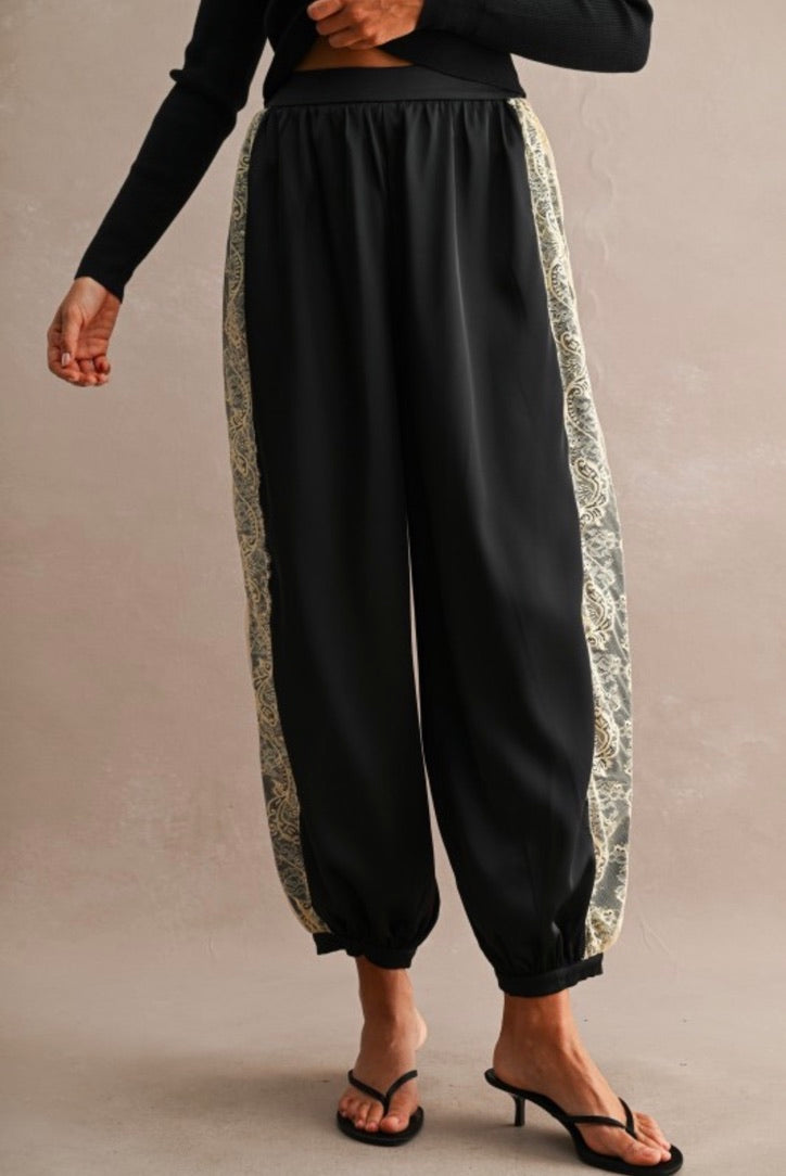 Side Lace Satin Blouson