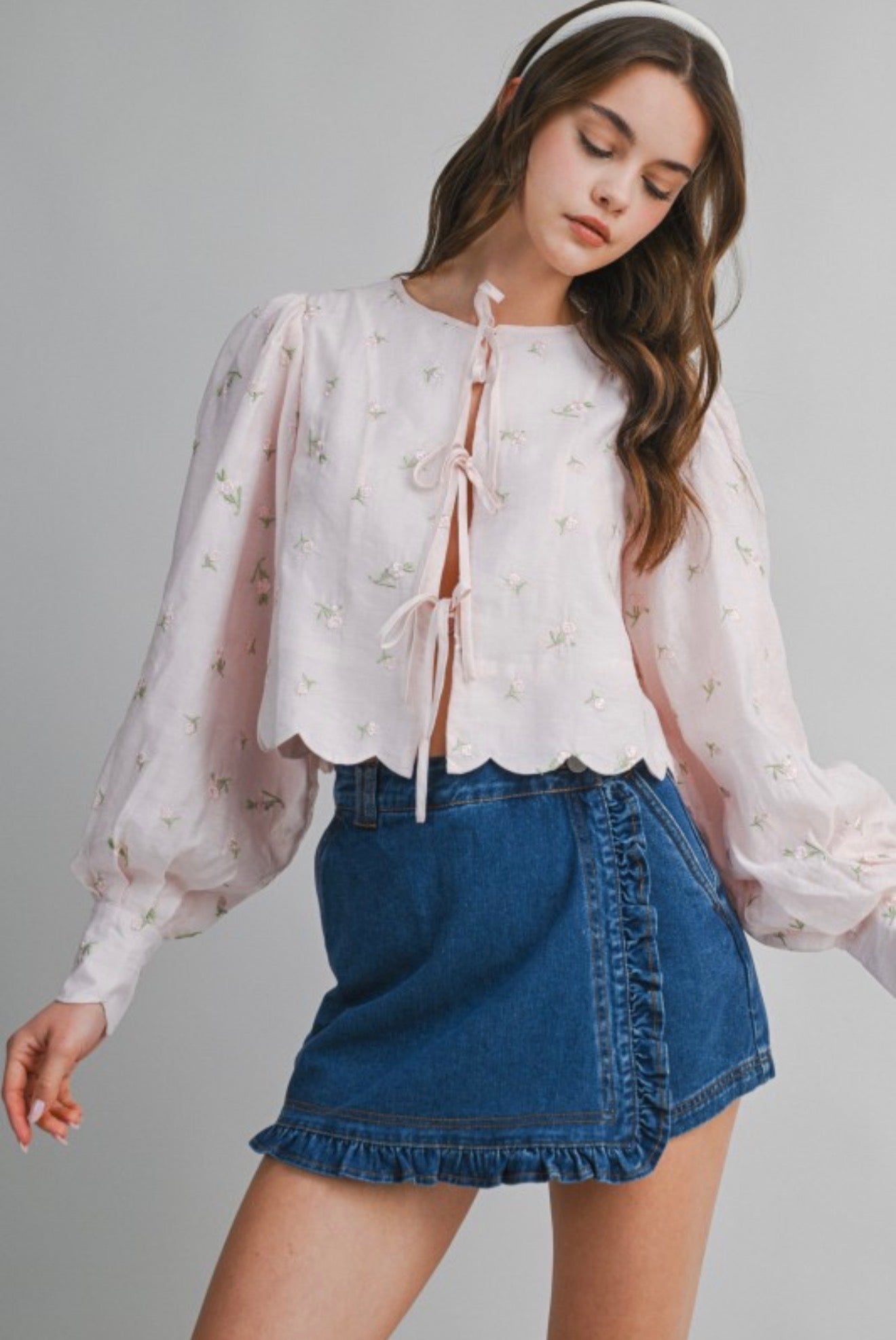 Pink Floral embroidered blouse