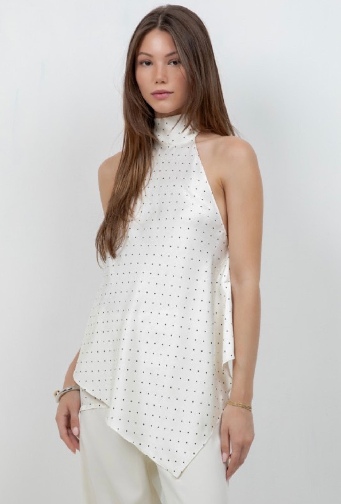 Asymmetrical polka dot top