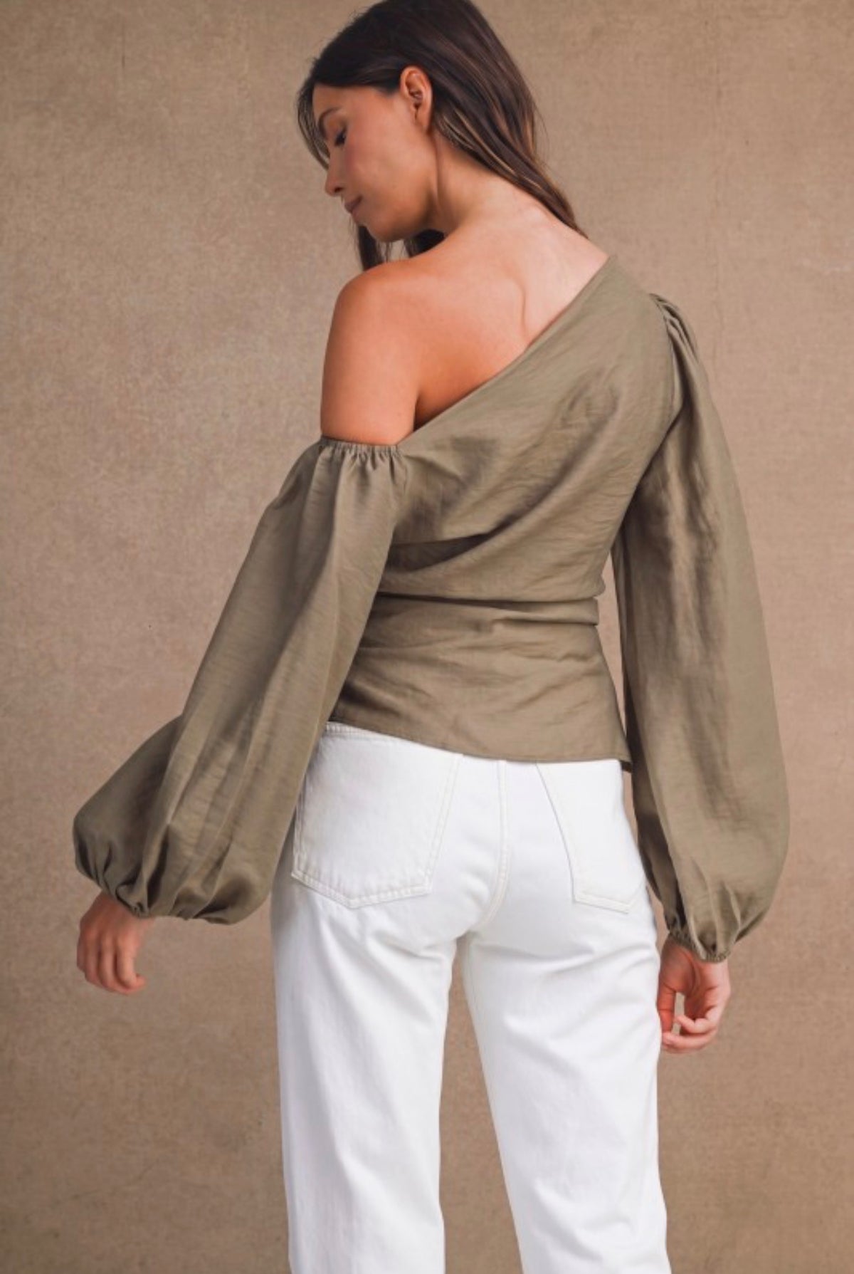 One Shoulder olive top