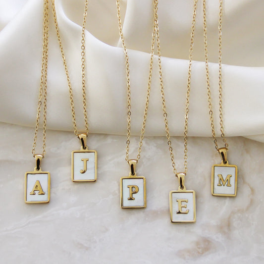 Mother Of Pearl Initial Necklace