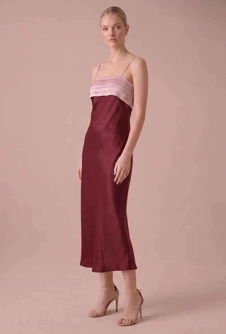 Color Block Mauve Burgandy Midi