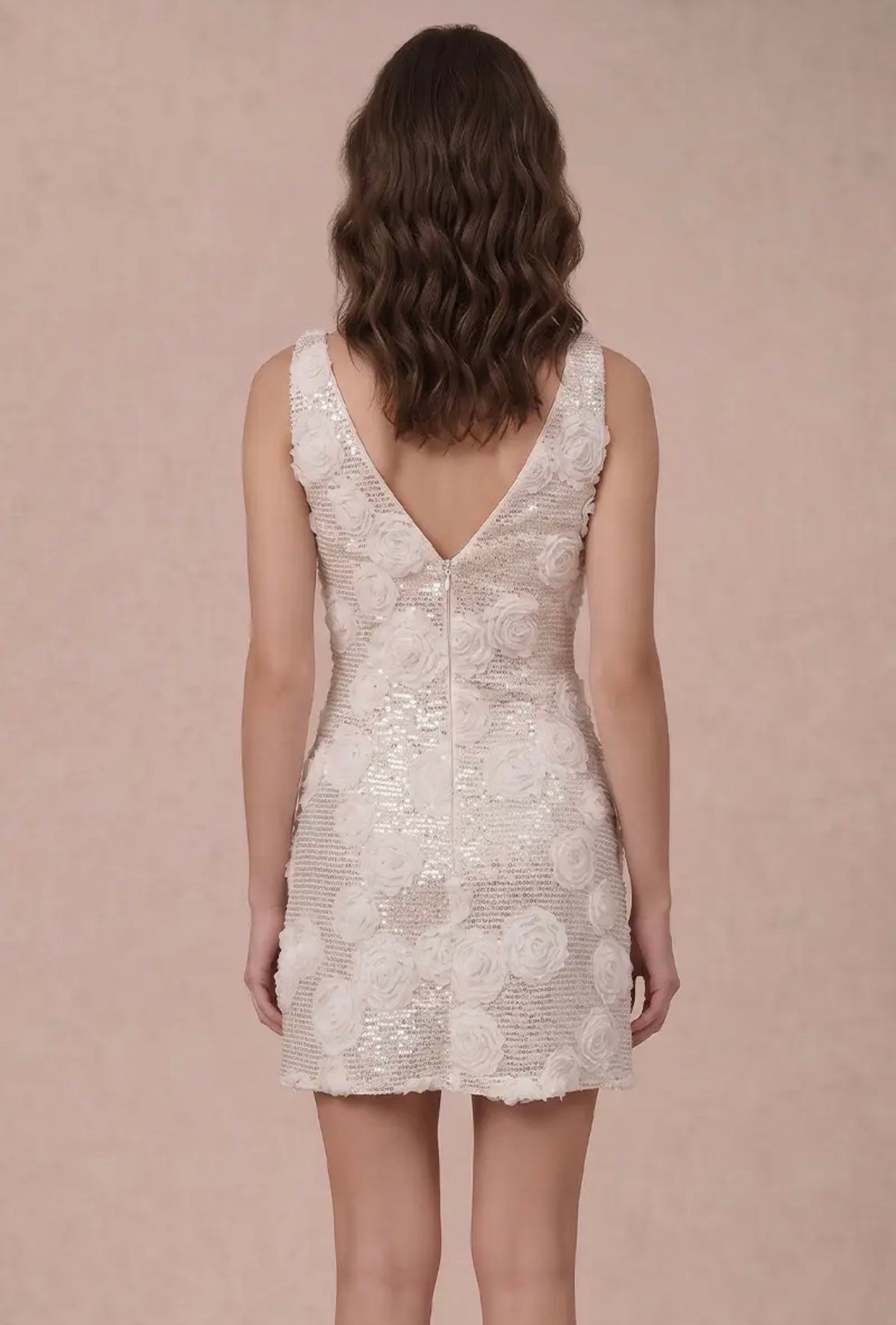 Rose aplique mini dress