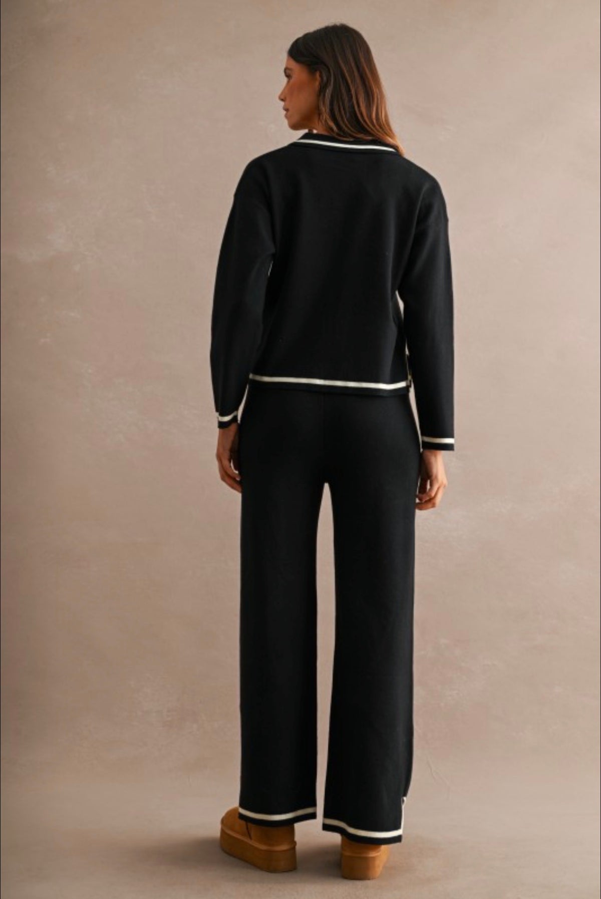 Black knit sweater and pants set