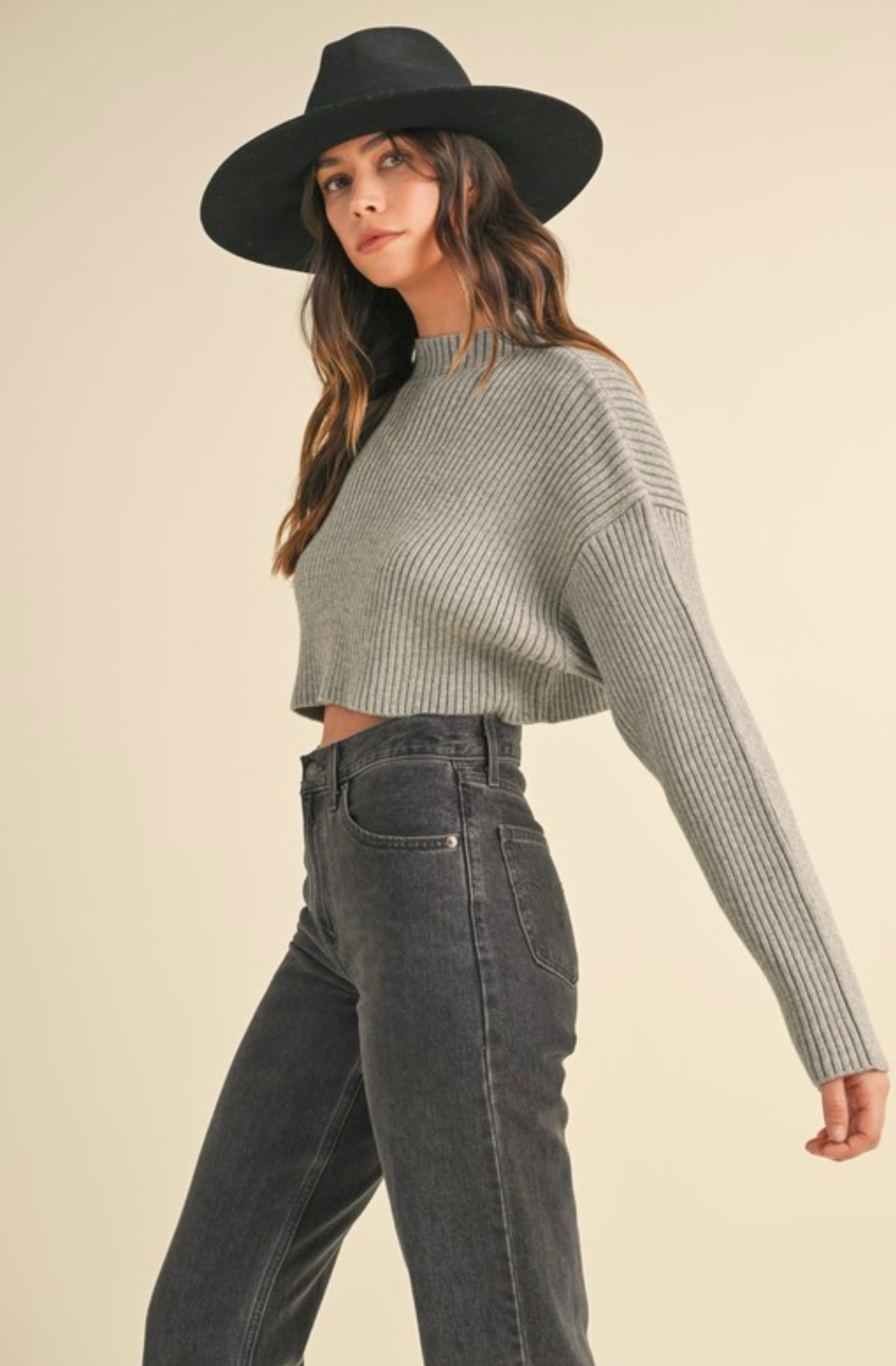 Grey cropped sweater
