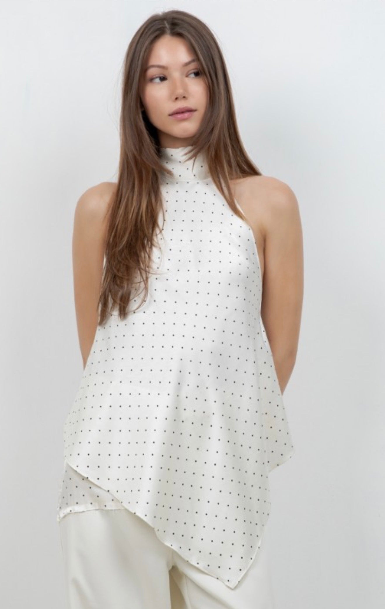 Asymmetrical polka dot top