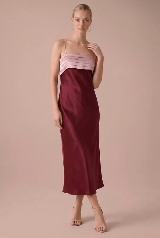 Color Block Mauve Burgandy Midi