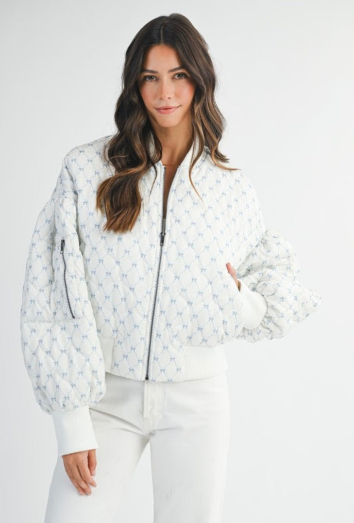 Bow printed bomber jacket