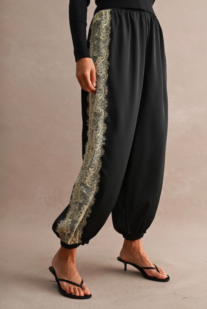 Side Lace Satin Blouson