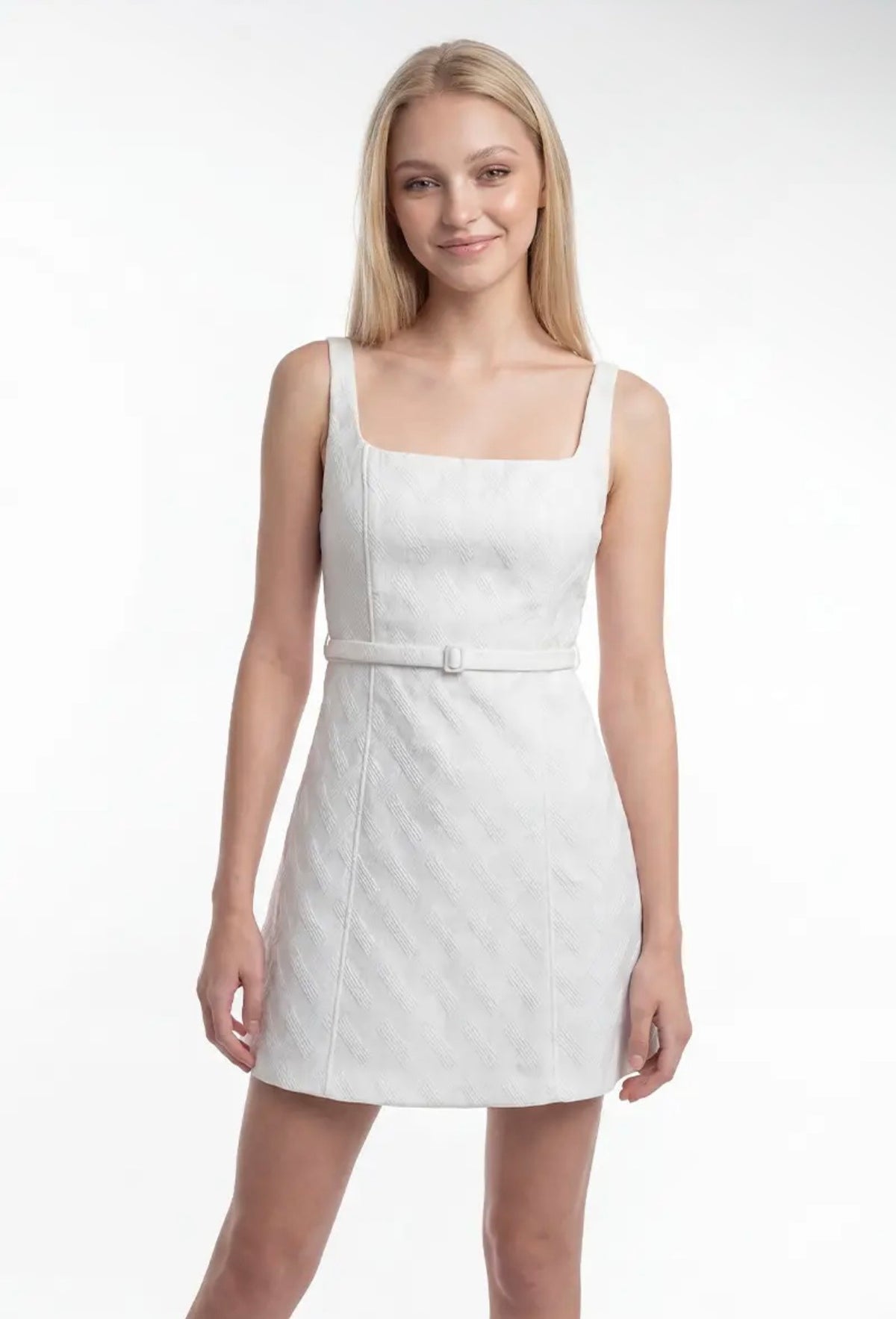 white textured jacquard mini