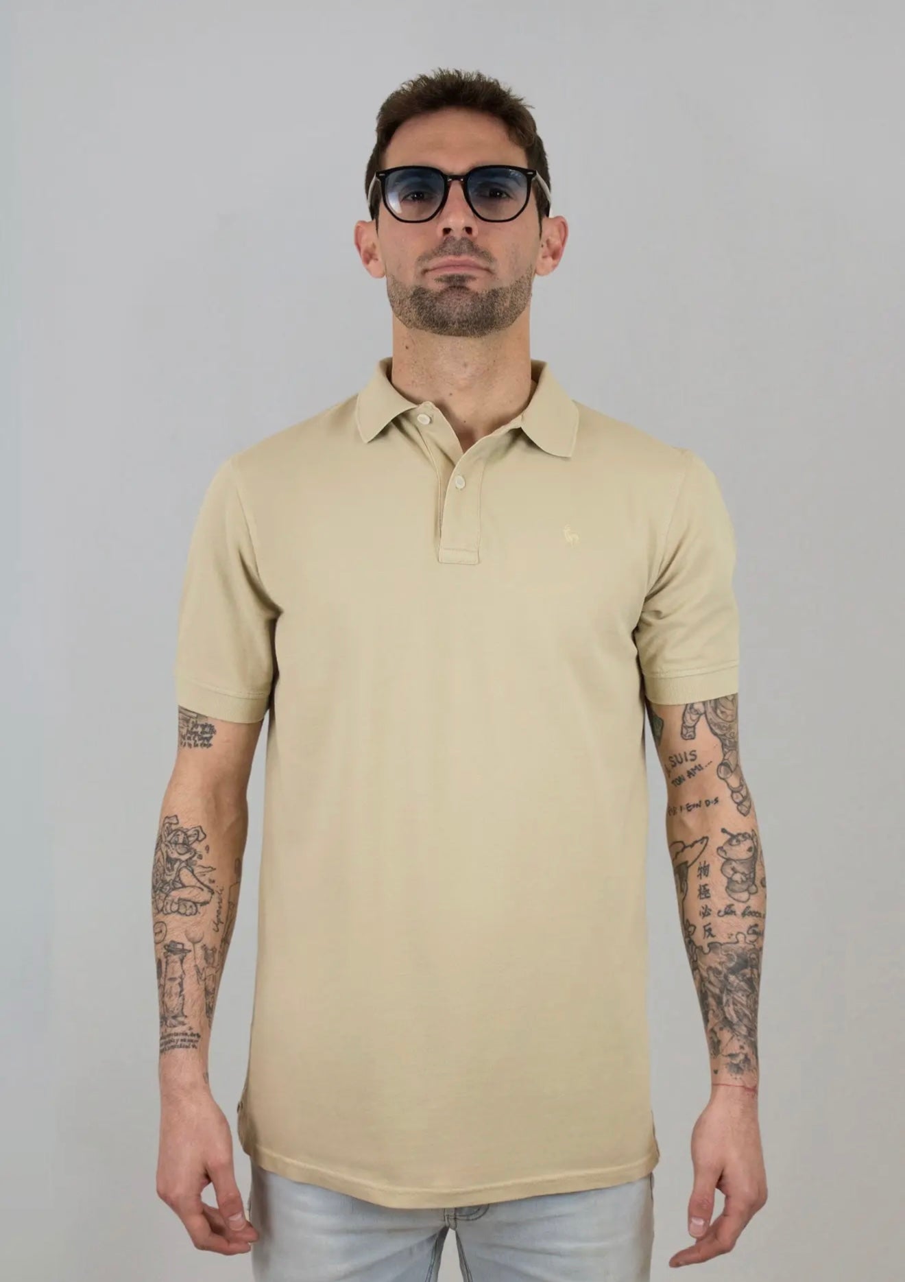 Beige Short-Sleeve Polo Shirt