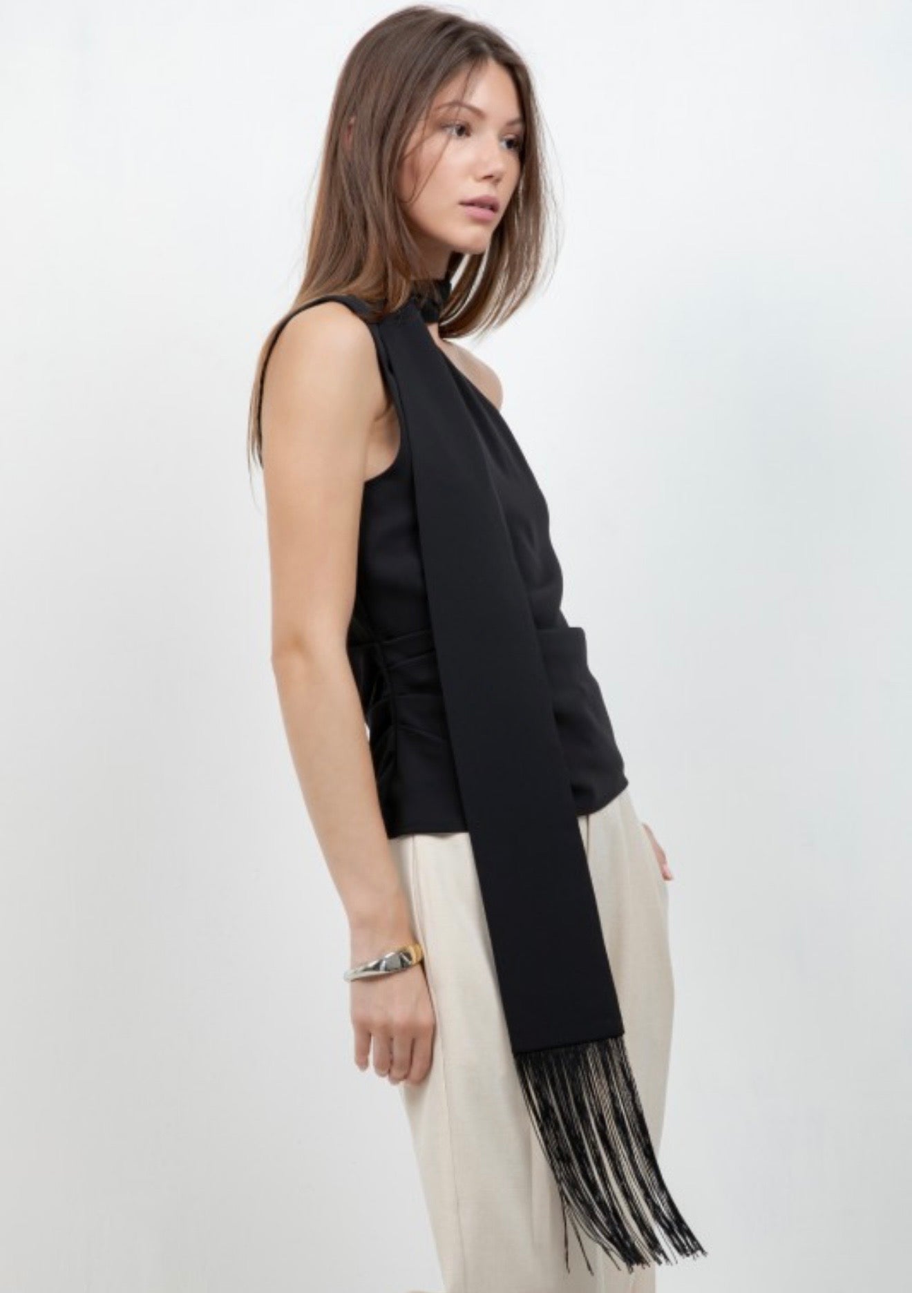 Black one shoulder top