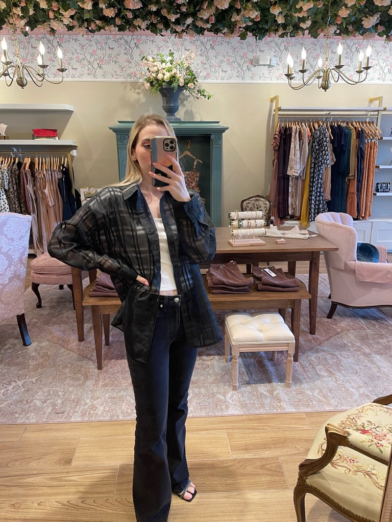 Black button down top