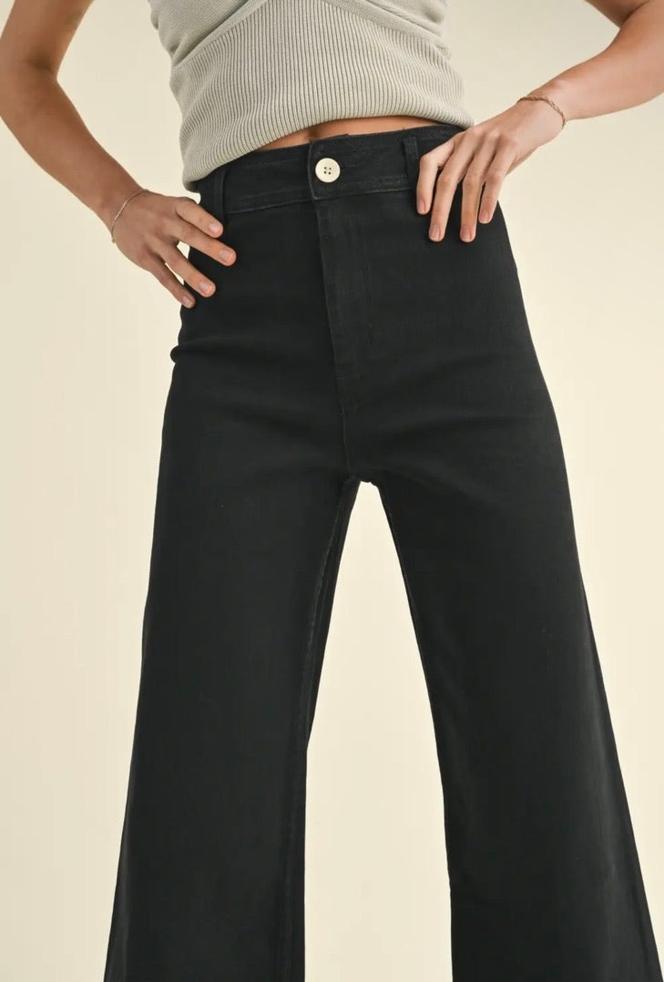Straight wide leg denim Fade Black