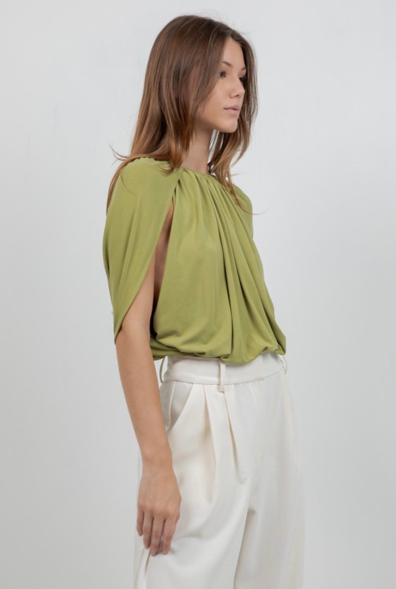 Lemongrass sleeveless cape bodysuit