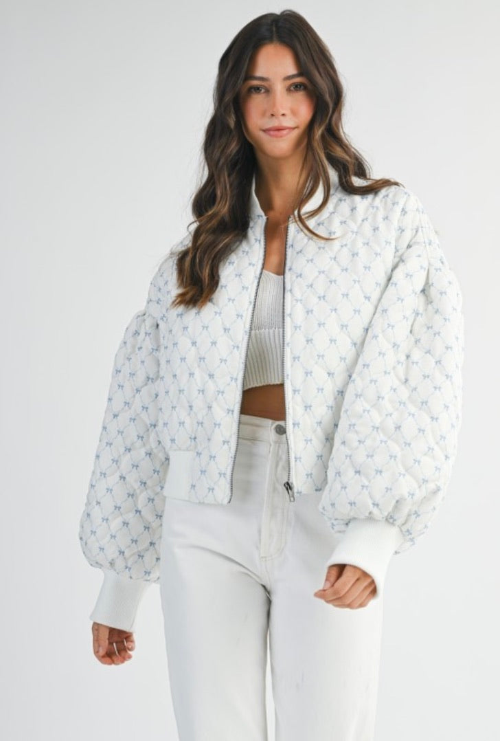 Bow printed bomber jacket