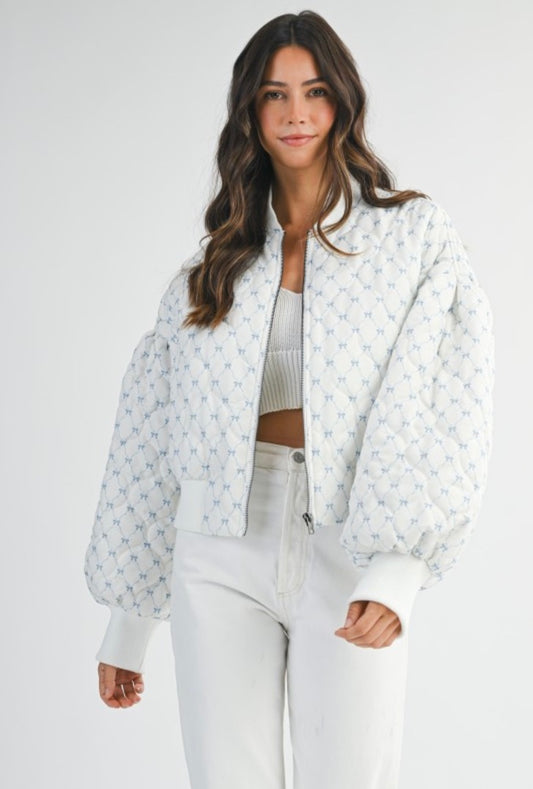 Bow printed bomber jacket