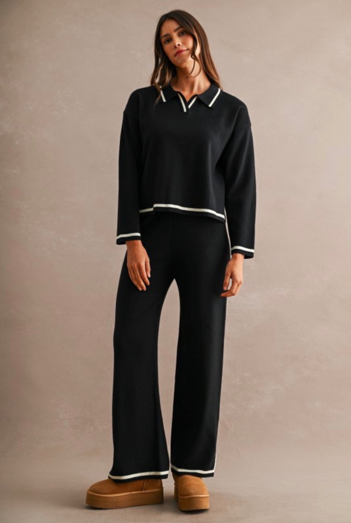 Black knit sweater and pants set
