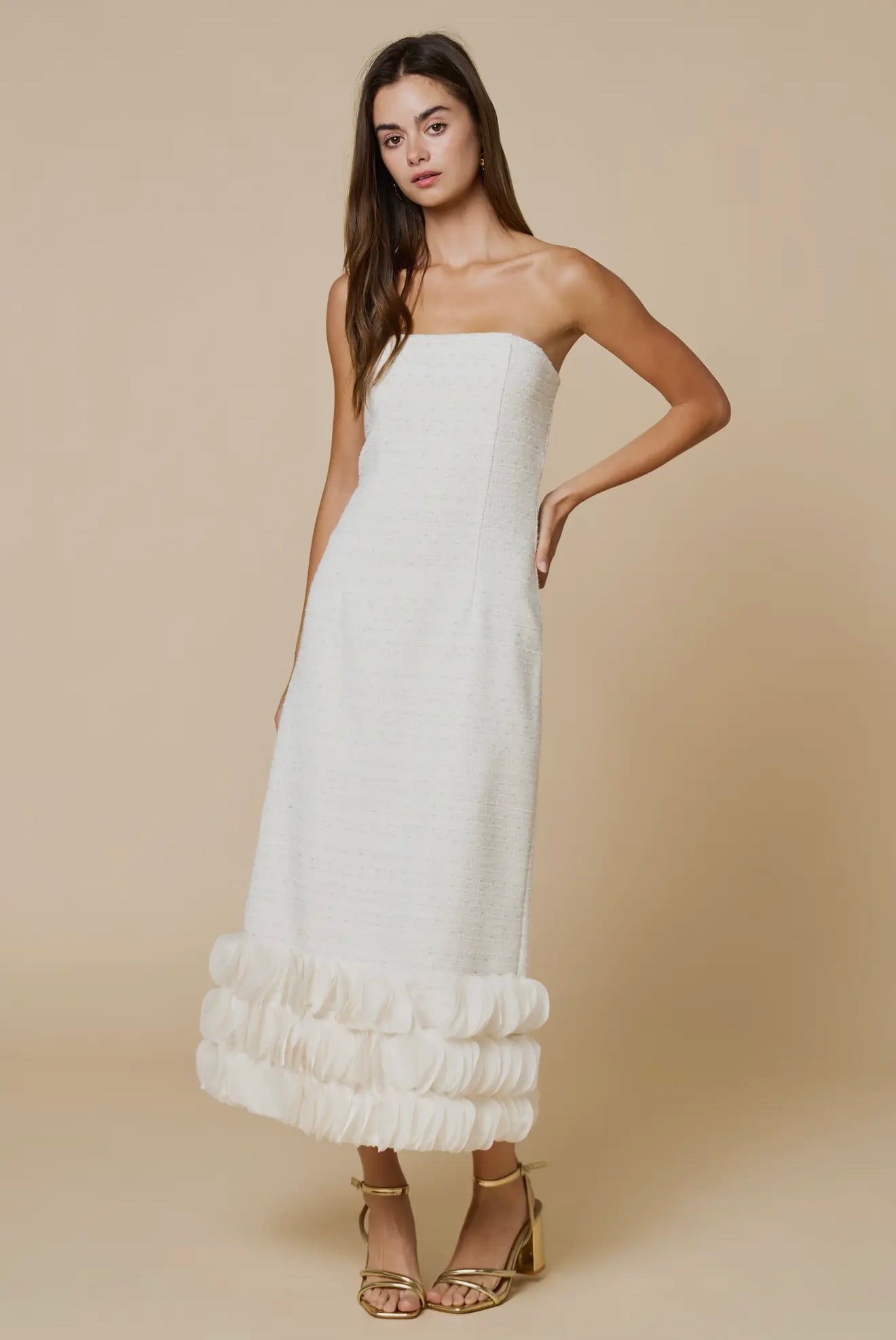 Cream tweed midi