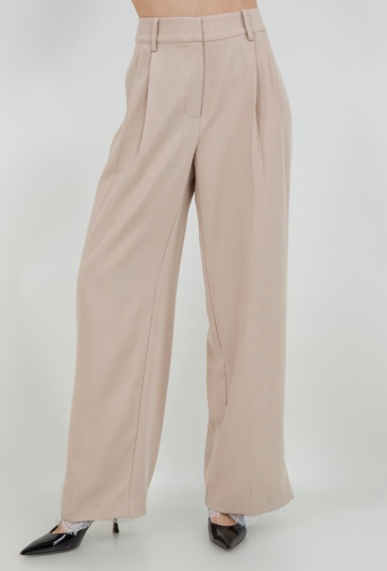 khaki trouser with lace detail