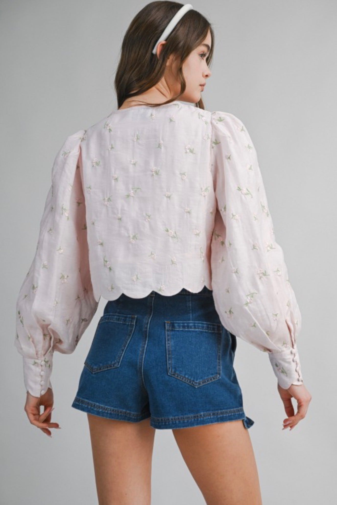 Pink Floral embroidered blouse