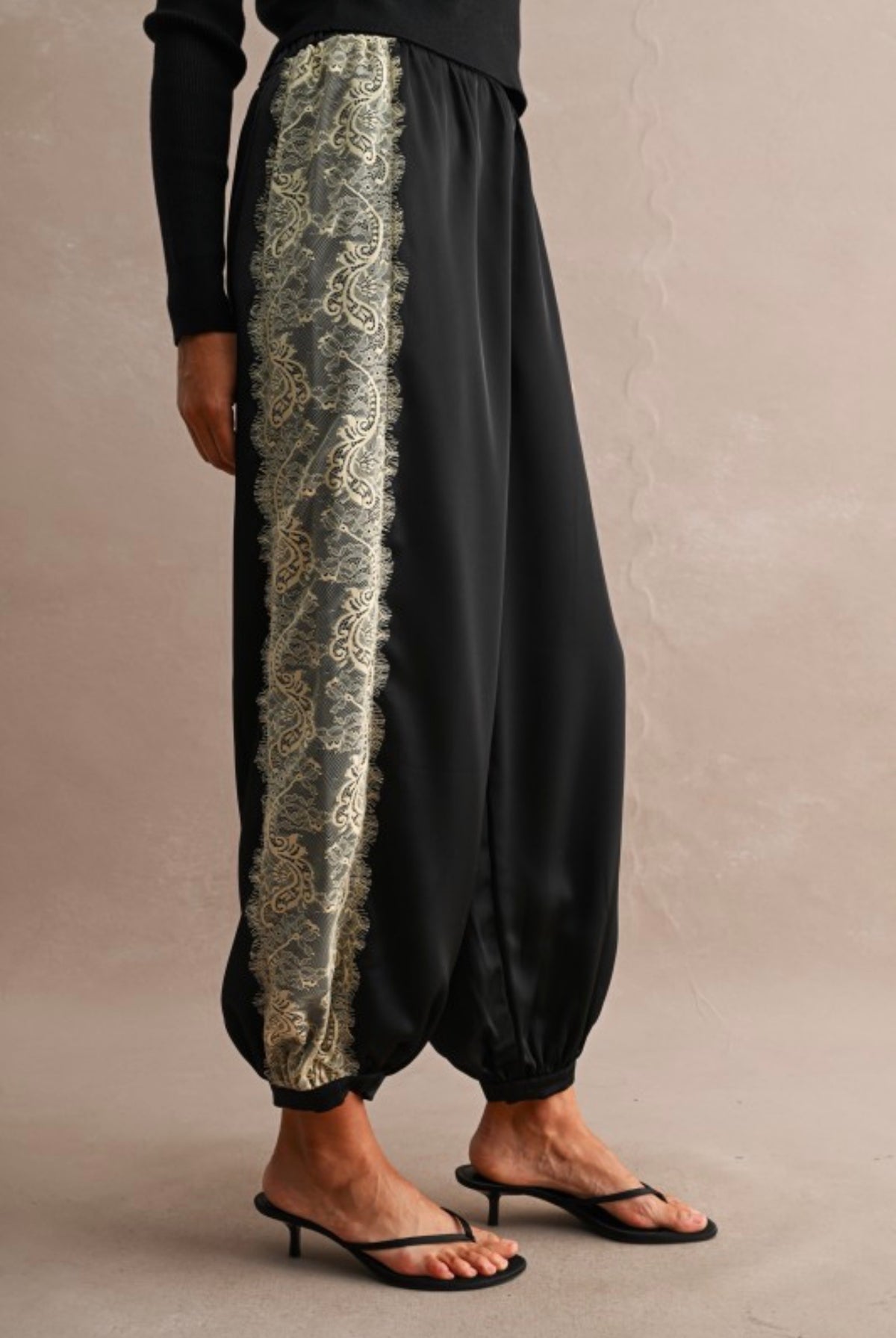 Side Lace Satin Blouson