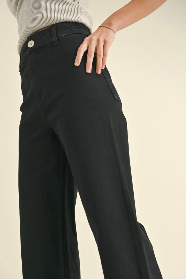 Straight wide leg denim Fade Black