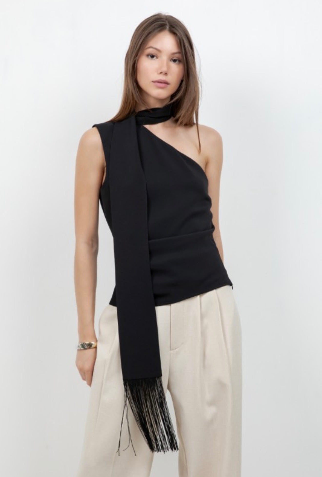 Black one shoulder top