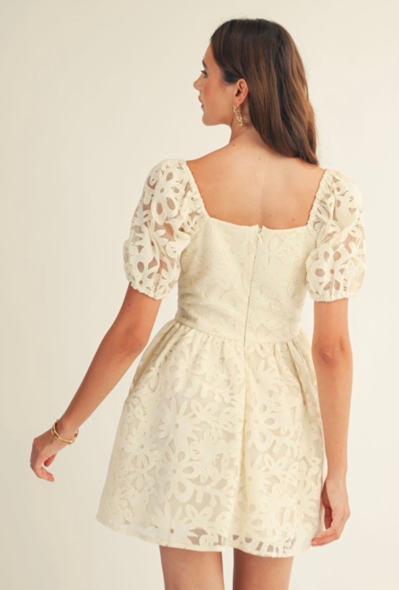 cream floral cutout mini