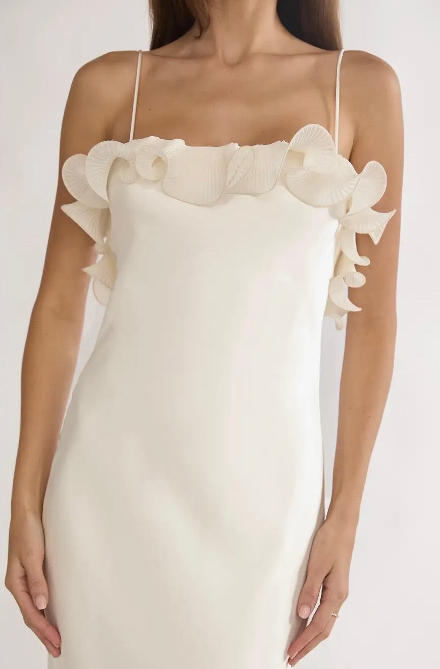 Asymmetrical Off Shoulder Ruffles Midi Dress