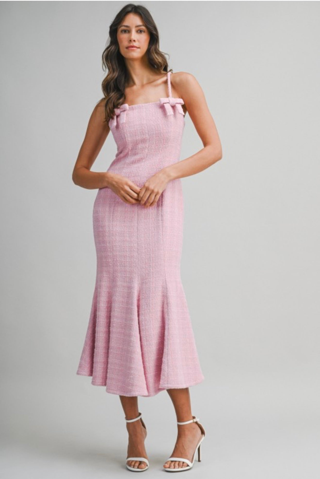 Pink tweed midi
