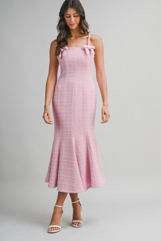 Pink tweed midi