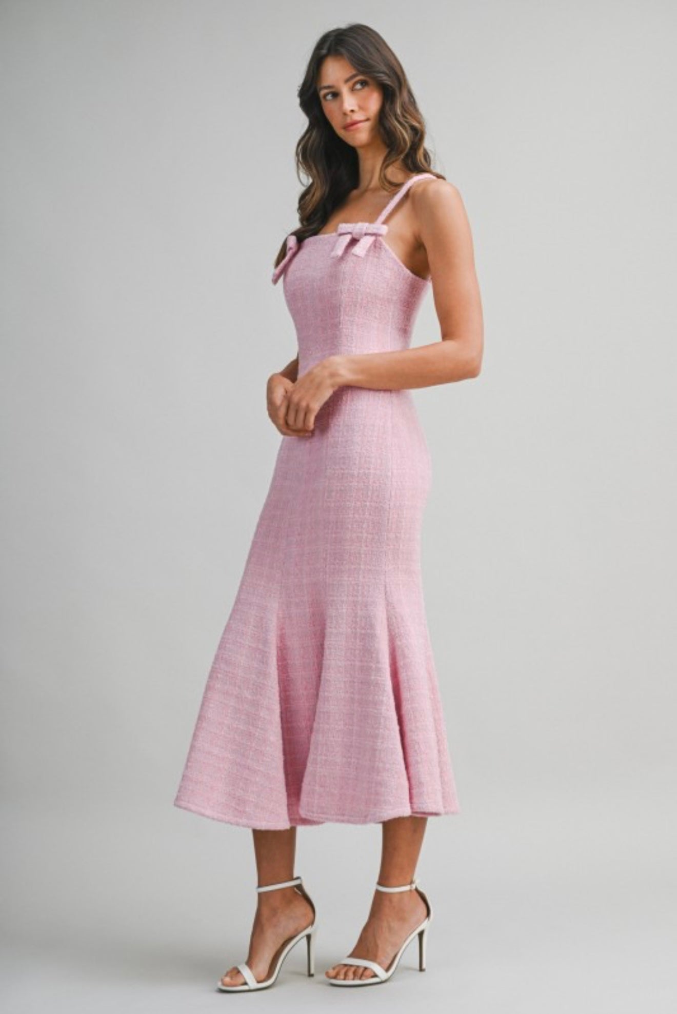 Pink tweed midi