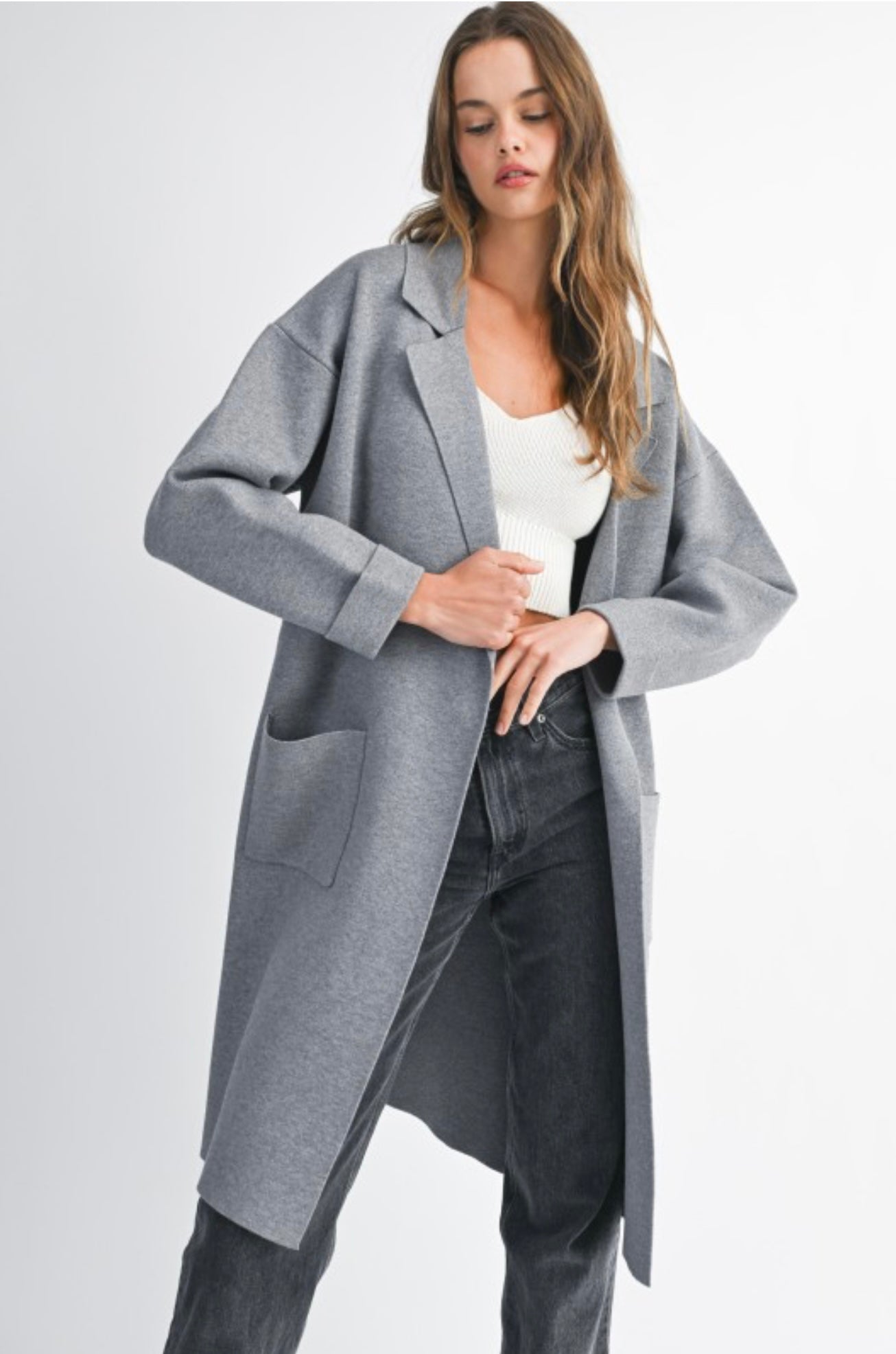 Knit trench coat
