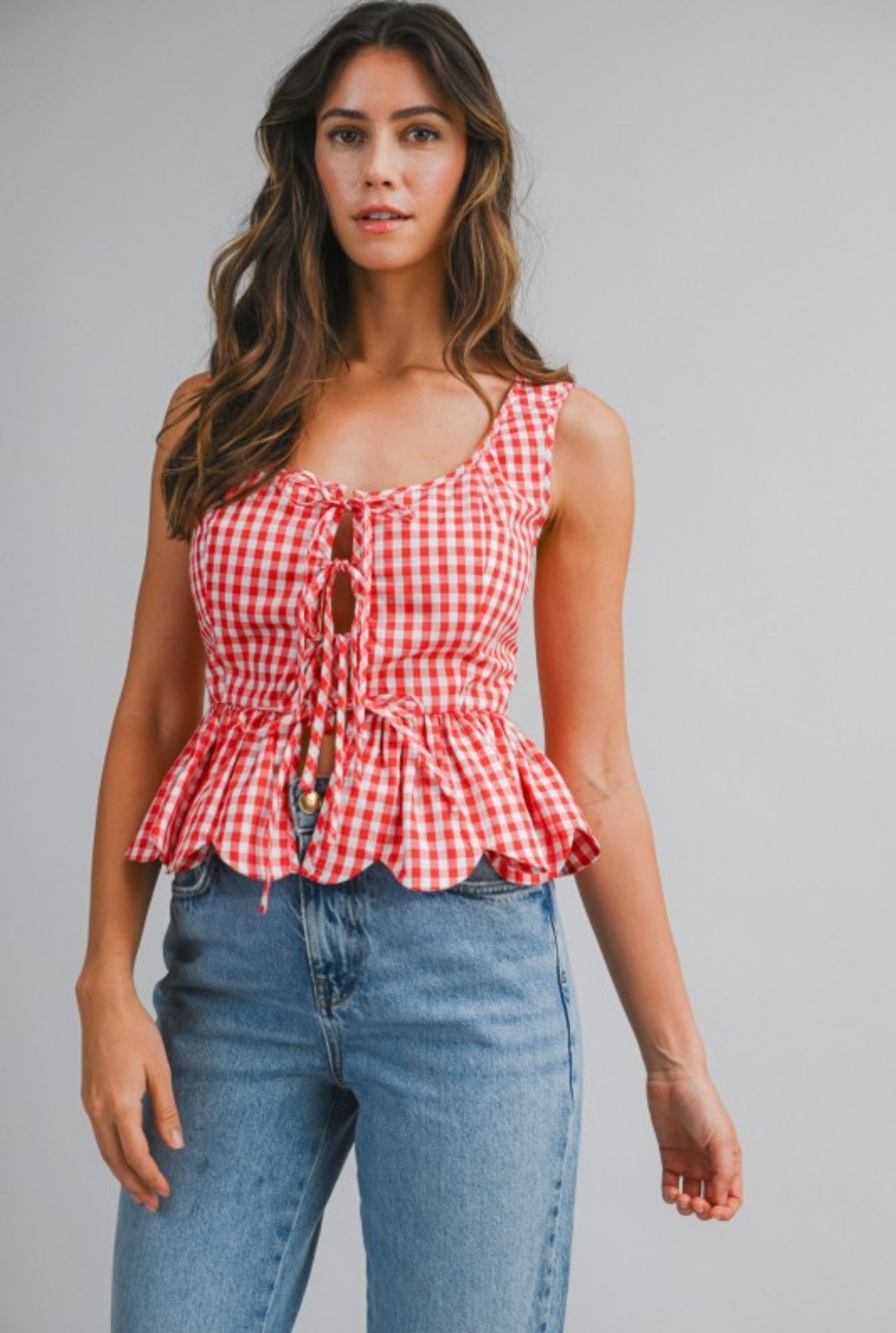 Red Gingham top